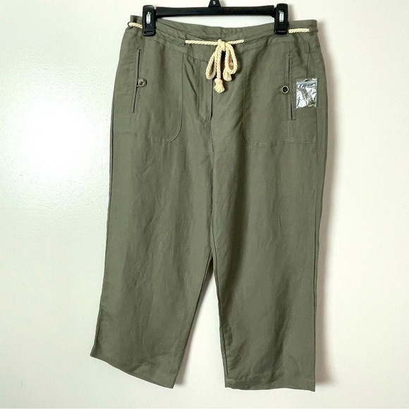 Sandro Green Linen Blend Capri Pants – Size 10 NWOT - Picture 1 of 11